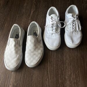 White Vans Checkered & Lace-up 7 Women’s